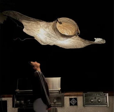 Manta Ray sculpture suspended overhead